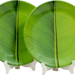 globenox Pack of 2 Melamin Heavy Melamine Plate Dinner Set Pack of 2 Banana Leaf Design Unbreakable Plates Dinner Set-picture-15