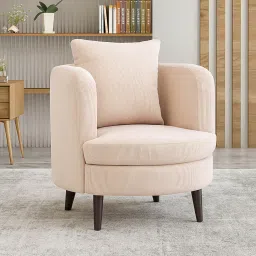 casacraft from pepperfry Cresta Corduroy Velvet Fabric 1 Seater Sofa in Beige Color image 1