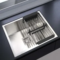 messina 24"×18"×10" 304 HANDMADE sound proof KITCHEN SINK HEAVY-DUTY PREMIUM QUALITY CHROME MATT FINISH (24"×18"×10") SILVER vessel sink DL_0.2A1 Vessel Sink-picture-14