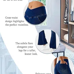 globenaut Women Boot-Leg High Rise Dark Blue Jeans image 4