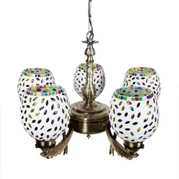 new era Magnum Multicolour Iron 5 Lights Chandelier image 4
