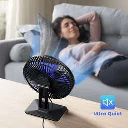 Gaiatop 4 Speeds Portable Mini Powerful Desktop Table Fan Small Table Fan, 6.5 Inch Ultra-quiet, 90° Adjustment for Better Cooling USB Fan image 3