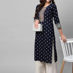 jaffry embroidery Women Printed Viscose Rayon Straight Kurta-picture-25