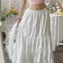 bprcollection Women Solid Flared White Skirt image 2