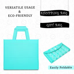 heart home Pack of 24 Smile Foldable Grocery/Shopping Bags For Women | Blue & Purple Pack of 24 Grocery Bags image 5