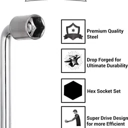 dazzel flex 10Pcs Hex Socket Wrench Spanner Tool Goti Set for Automobiles/Bike/Car Repair Socket Set image 2