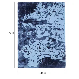 Buy Blue Wool and Viscose Abstract 4 x 6 Feet Hand Tufted Carpet by Joyrugs by littlelooms image 3
