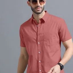 vtexx Men Regular Fit Solid Spread Collar Casual Shirt image 5
