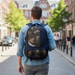 aurawin Medium 30 L Laptop Backpack Army Blue 03 Compartment With 07 Pocket image 3