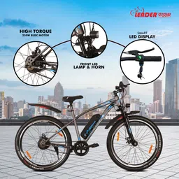 leader E-Power L6 with Front Suspension,Dual Disc Brake & Superior Off-Road performance 27.5 inches Single Speed Lithium-ion (Li-ion) Electric Cycle image 4