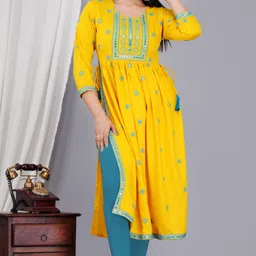 p priya fashion Women Embroidered Viscose Rayon Straight Kurta-picture-24
