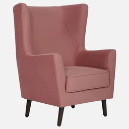 casacraft from pepperfry Alcalde Velvet Wing Chair In Blush Pink Colour image 4