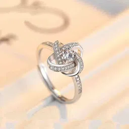 myki Eternal Star Adjustable Women & Girls Stainless Steel Swarovski Zirconia 24K White Gold Plated Ring-picture-20