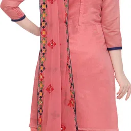 ethnic junction Unstitched Chanderi Salwar Suit Material Embroidered image 2