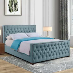 casacraft from pepperfry Archer Upholstered King Size Bed In Grey Color image 1