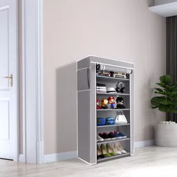 fabura 6 shelfs plastic pipes & cover PP Collapsible Wardrobe image 1