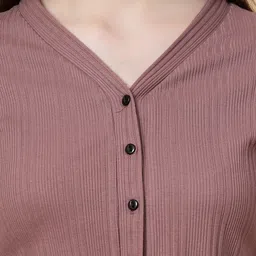 rigo Casual Regular Sleeves Solid Women Purple Top image 4