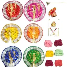 kicksity Laddu gopal poshak size-0 Combo of 6 poshak, 6Nappy & 1 Pagdi With Shringaar Set Dress-picture-19