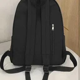 saqlaini Medium 24 L Laptop Backpack Trendy Black Casual Backpack with Stylish Tan Strap Detailing image 2