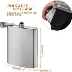 protos india.net High Grade Flask Perfect For Storing Whiskey, Alcohol, WINE, Beer, 207 ml Stainless Steel Hip Flask image 3