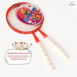 movex Morex Lightweight Badminton Racket Set with 3pcs Plastic Shuttlecocks For Kids Red Strung Badminton Racquet image 4