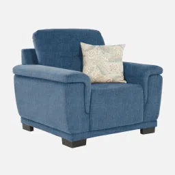casacraft from pepperfry Rio Chenille Fabric 1 Seater Sofa In Denim Blue Colour image 1