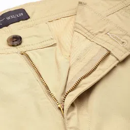 flying machine Men Slim Fit Khaki Cotton Blend Trousers image 4