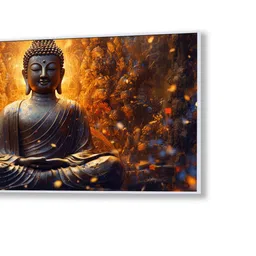 nestroots Canvas Framed Buddha Enveloped in Flames and Smoke Wall Painting image 4