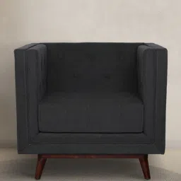 casacraft from pepperfry Fermin Fabric 1 Seater Sofa In Charcoal Grey Colour-picture-11