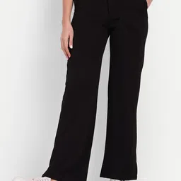 broadstar Women Loose Fit Black Lycra Blend Trousers-picture-13