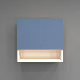 specialitypanels 2 Door Mirror Glossy triple layered UV Resistant handless cabinet with Space Organizer in Blue Berry Finish image 5