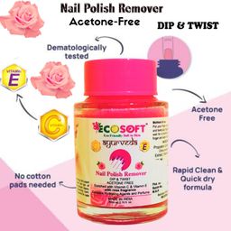 ecosoft NEW PACK No sulphates. Only love! Made in India. Ultimate Premium Dip & Twist Instant Nail Polish Remover Nail Polish Remover - Enriched with Vitamin C or Vitamin E with ROSE Fragrance. Contains Hydrating Agents & Perfume.-picture-19