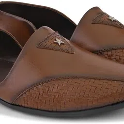 souragya Men Woven Design Round Toe Slip-on Mojaris for festive occasion Loafers For Men image 4