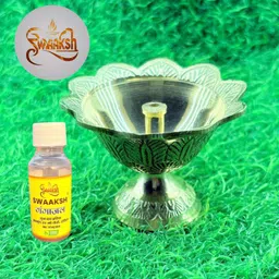 swaaksh Elegant Deepam for Puja, Mandir & Gift Purpose WITH GANGAJALI Brass Table Diya-picture-36