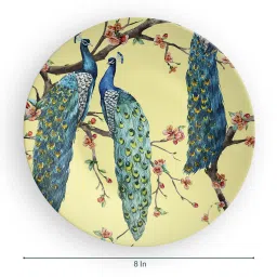 quirk india Multicolour Ceramic Artistic Peacock Decorative Wall Plate image 3