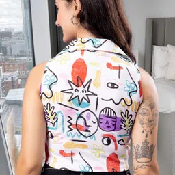 popwings Printed Women Waistcoat image 2