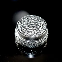 kmj Pure Silver sindoor Box/dani with antique work for Women, kumkum Box Decorative Showpiece-3 cm image 4