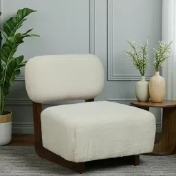 casacraft from pepperfry Nelida Fabric Lounge Chair In Creamy Off White Colour image 1