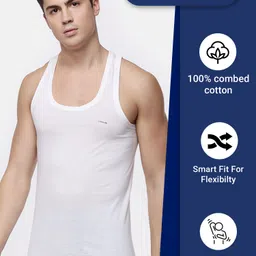 Pack of 9 Dollar Lehar Men Combed Cotton Round Neck Vest -Pack of 9- White Men Vest image 5