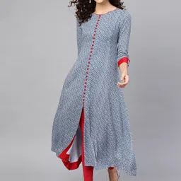yash gallery Women Geometric Print Viscose Rayon A-line Kurta-picture-11