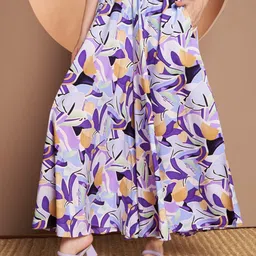 lookshine Women Flared Purple, Orange Polyester Trousers-picture-33