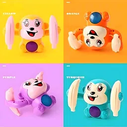 zenex Dancing Monkey Musical Spinning Rolling Doll Tumble 360 Toy Light and Sound image 3