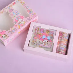 gold leaf 1 inch Kawaii Decorative Stickers with Kraft Tape Roll – Cute Set (Pink-2) Self Adhesive Sticker image 4