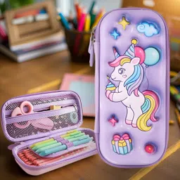 adoere 3D Case Stationery Box, Cosmetic Zip Pouch Bag For Girls Unicorn Art EVA Pencil Box-picture-23