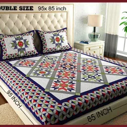 jaipur prints Cotton Double Flat 144 TC Jaipuri Prints Bedsheet image 1