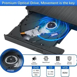 VOOCME DVD Drive USB 3.0 Type-C CD Burner Portable CD +/-RW Drive DVD Player for ROM External DVD Writer image 3