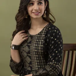 jayleen Printed Cotton Rayon Stitched Anarkali Gown image 5