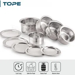 nirvika Pack of 5 Stainless Steel tope set with Lid / Urli Set/Serving bowl Cookware Set Dinner Set image 4
