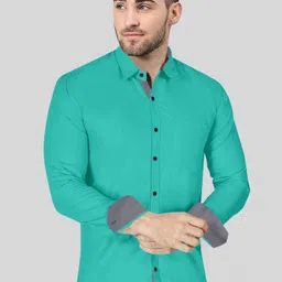 vtexx Men Regular Fit Solid Spread Collar Formal Shirt image 3