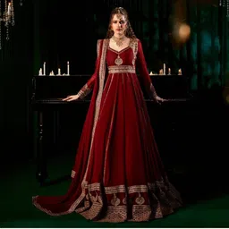 otfit feb private limited Embroidered Georgette Stitched Anarkali Gown image 1